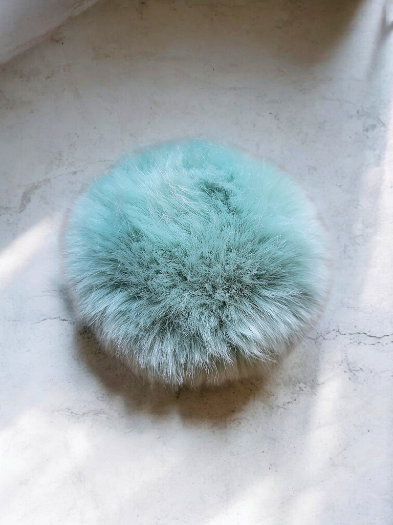 Fluffy Faux Fur Large Pom Pom Hair Band Mint Faux fur lardge pom pom elastics hair head band ponytail.