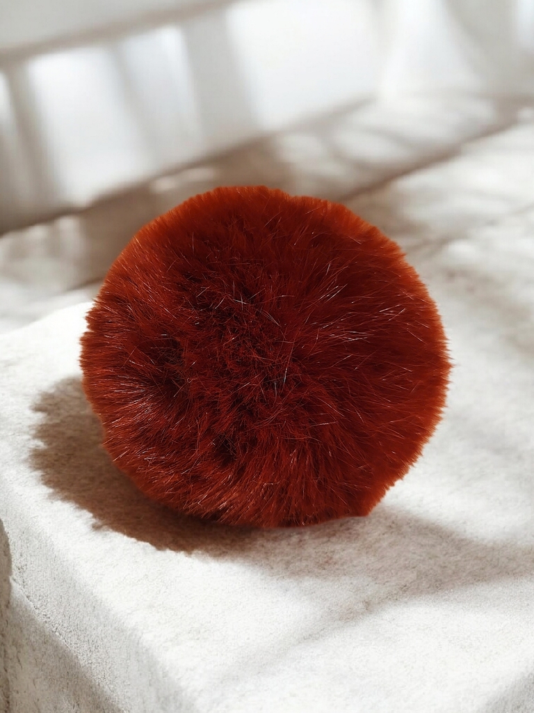Faux fur lardge pom pom elastics hair head band ponytail.