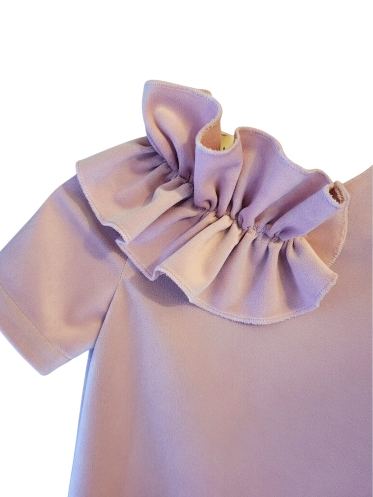 GAIŠI ROZĀ SAMTA KLEITA AR DEKORATĪVU VOLĀNU, LAURA