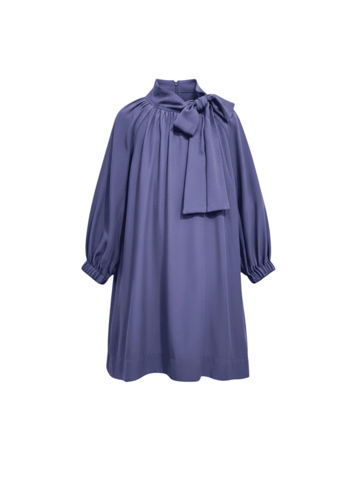 MEITEŅU KLEITA AR BANTI, ZILA Eleganta meiteņu kleita ar banti kakla daļā, zilā krāsā, garām piedurknēm. Bērnu svētku kleita.