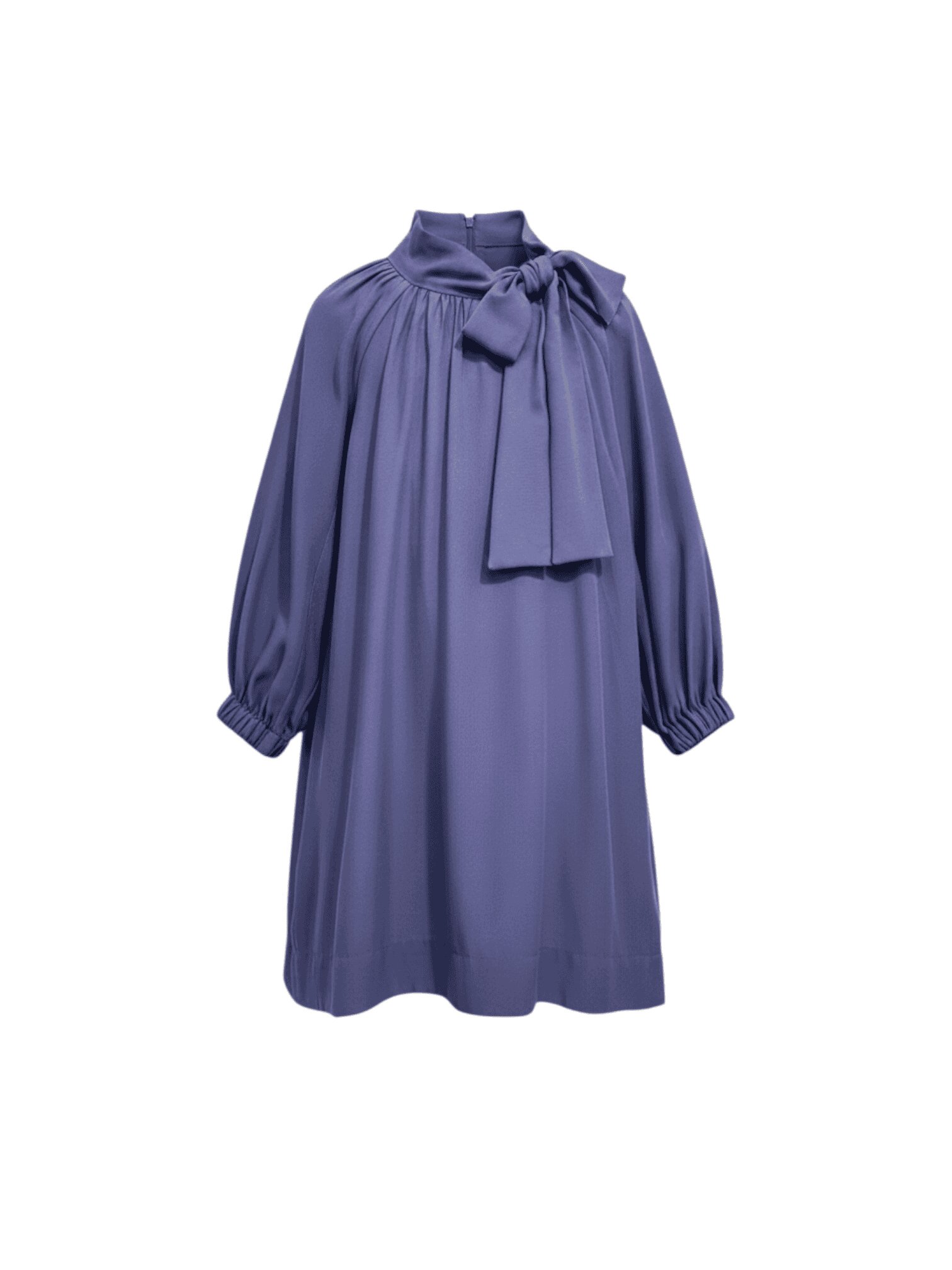 MEITEŅU KLEITA AR BANTI, ZILA Eleganta meiteņu kleita ar banti kakla daļā, zilā krāsā, garām piedurknēm. Bērnu svētku kleita.